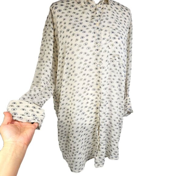 MUNTHE SAKS FIFTH AVENUE THIRD EYE NOVELTY Shirt Dress TUNIC BUTTON FRONT - Picture 3 of 10